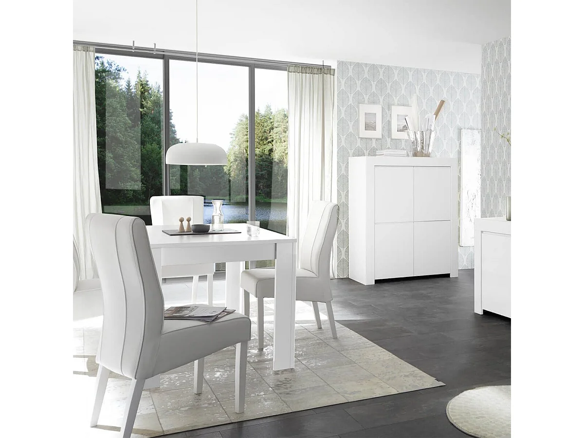 FIRMIN - Séjour avec Buffet 2 Portes 3 Tiroirs Blanc Finition Mat