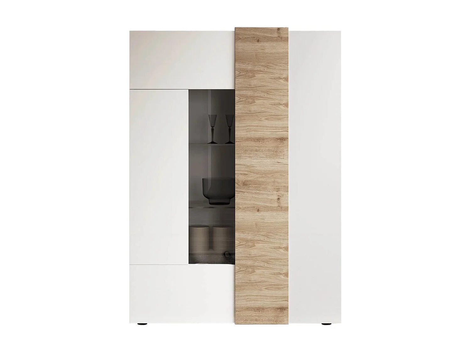 VESUVIO BLANC - Ensemble Séjour Blanc et Aspect Bois Finition Cadiz