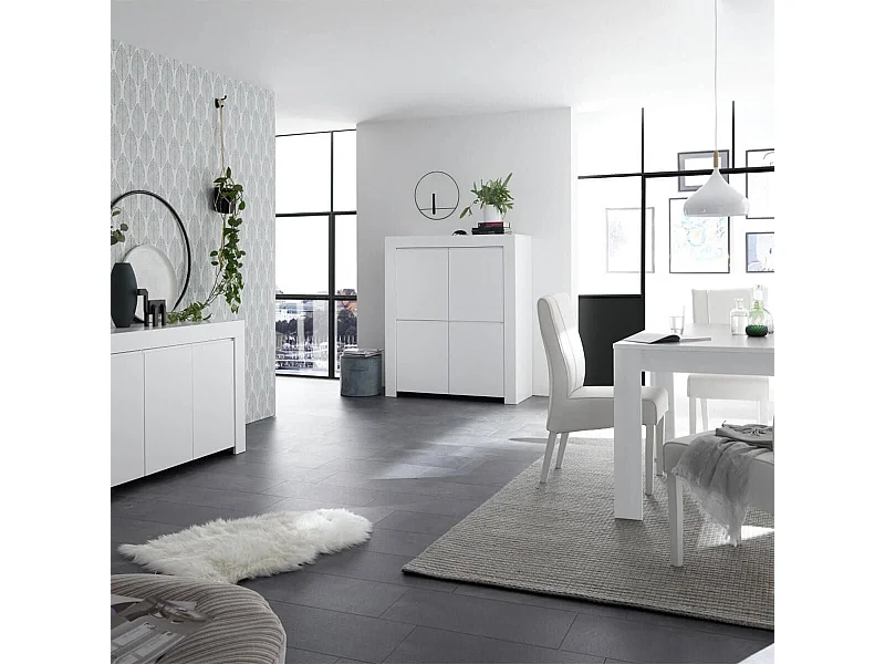FIRMIN - Séjour avec Buffet 3 Portes Blanc Finition Mat