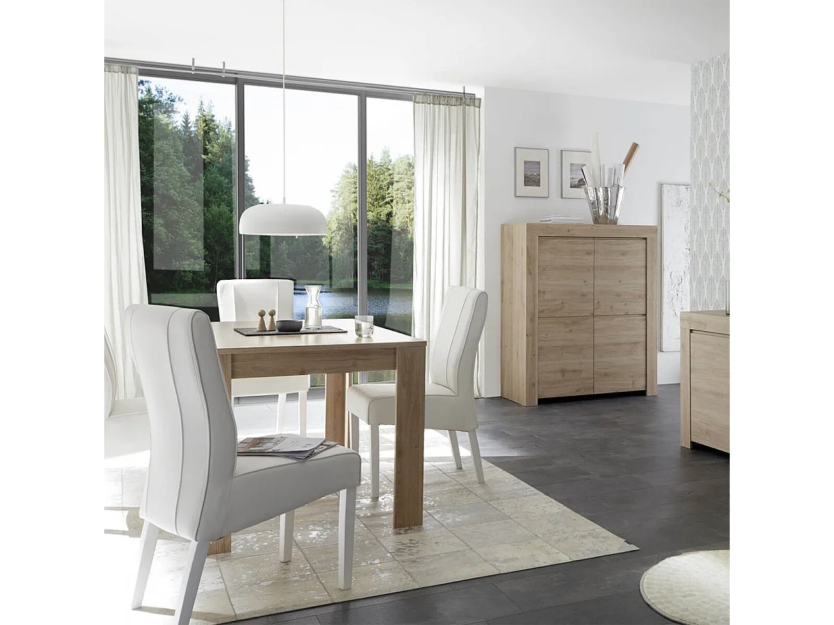 FIRMIN - Séjour avec Buffet 2 Portes 3 Tiroirs Aspect Bois Finition Cadiz