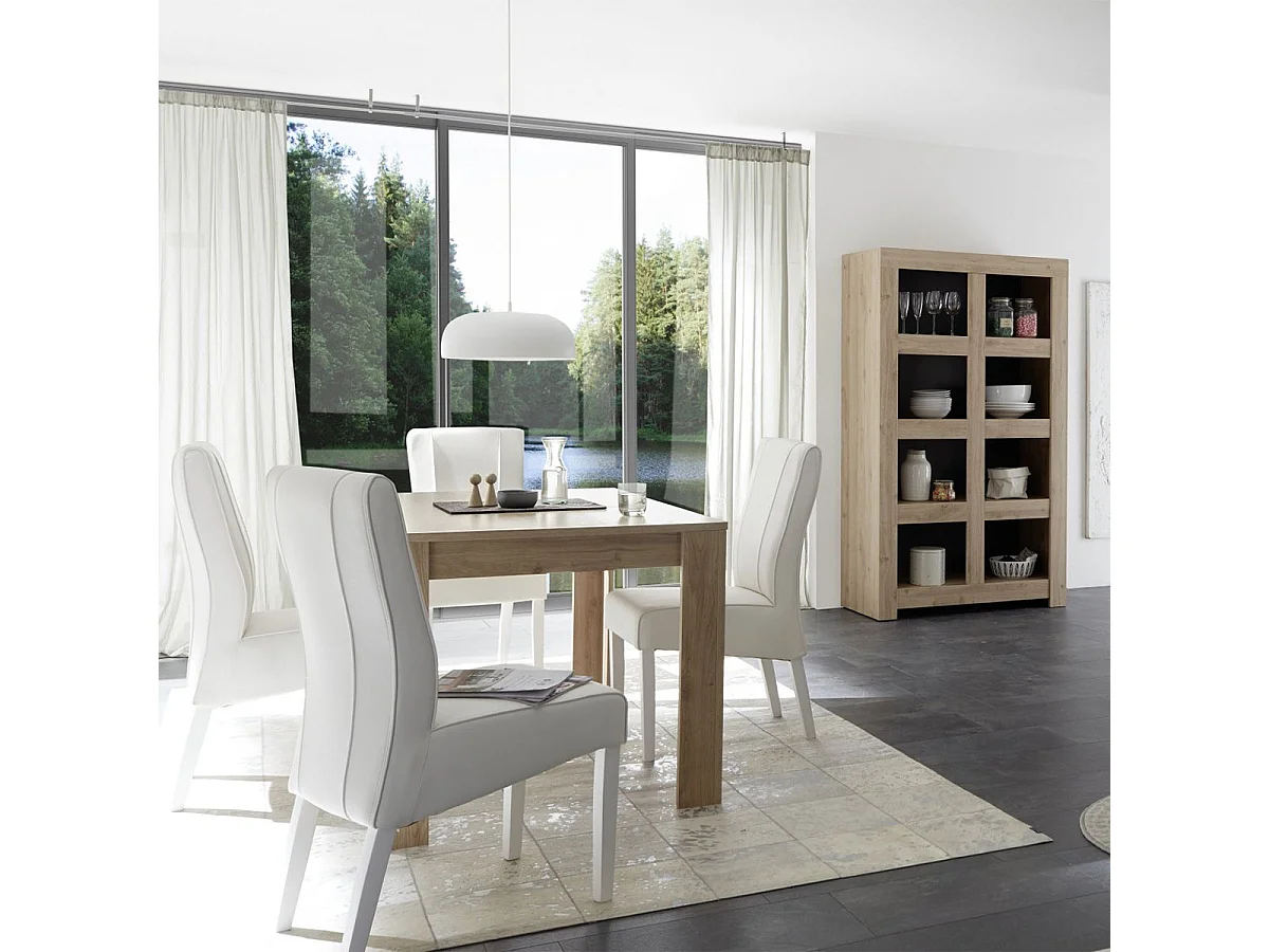 FIRMIN - Séjour avec Rangement 4 Portes + Etagère Aspect Bois Finition Cadiz