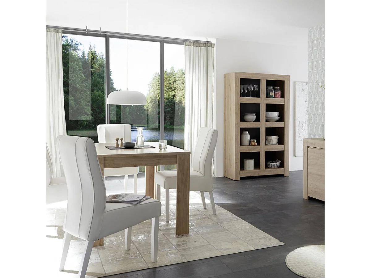 FIRMIN - Séjour avec Buffet 2 Portes 3 Tiroirs + Etagère Aspect Bois Finition Cadiz