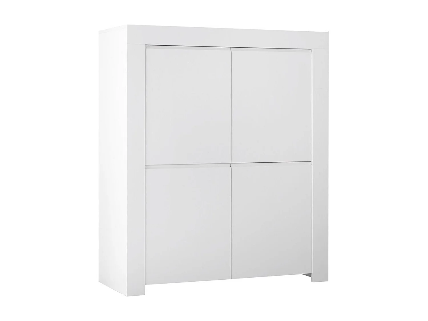 FIRMIN - Séjour avec Rangement 4 Portes + Etagère Blanc Finition Mat