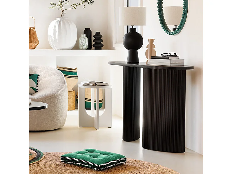 Table d'Appoint Design "Bloom" 50cm Ivoire