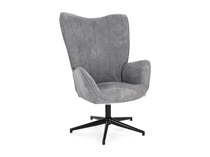 Fauteuil de salon pivotant en tissu à accoudoirs dossier haut - IGOR