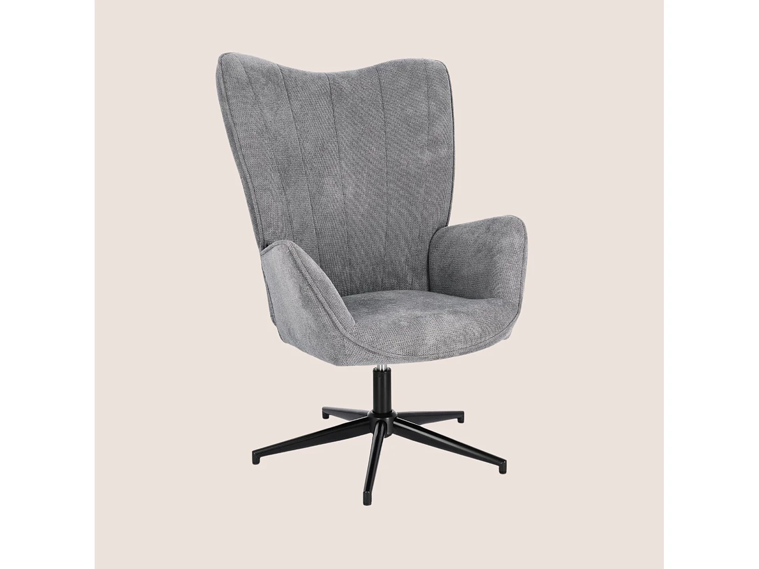 Fauteuil de salon pivotant en tissu à accoudoirs dossier haut - IGOR