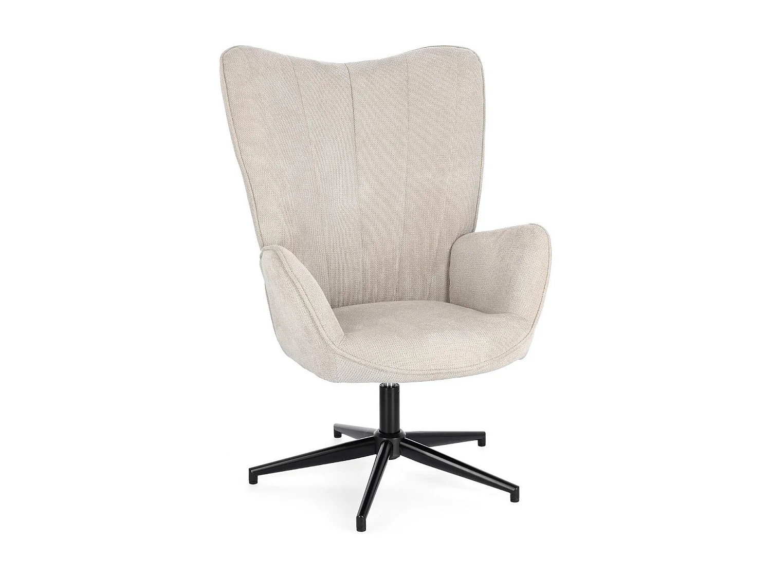 Fauteuil de salon pivotant en tissu à accoudoirs dossier haut - IGOR