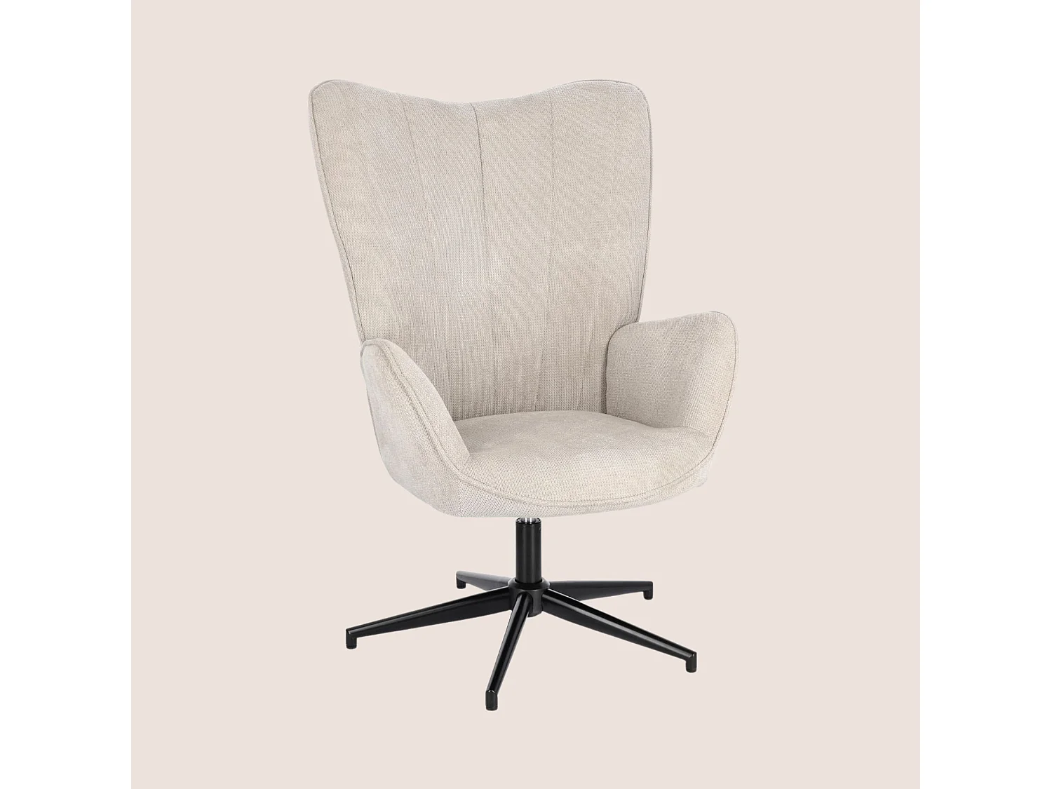 Fauteuil de salon pivotant en tissu à accoudoirs dossier haut - IGOR