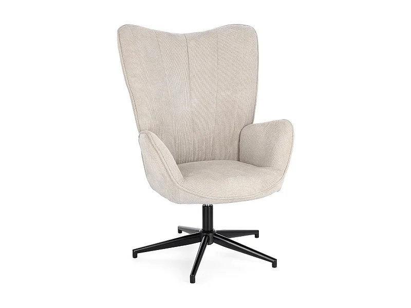Fauteuil de salon pivotant en tissu à accoudoirs dossier haut - IGOR
