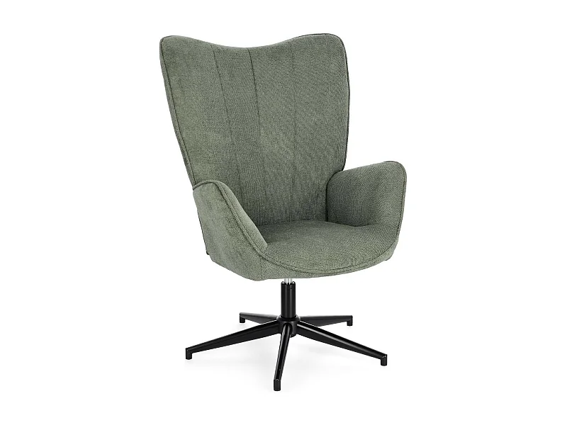Fauteuil de salon pivotant en tissu à accoudoirs dossier haut - IGOR