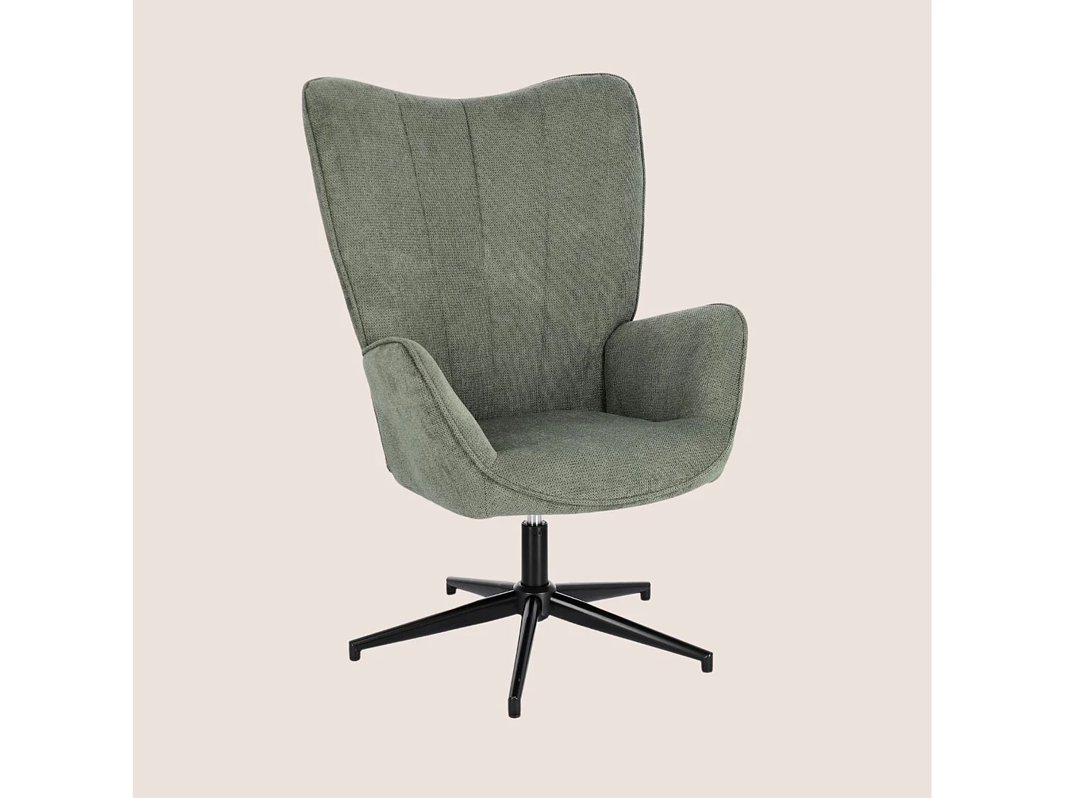 Fauteuil de salon pivotant en tissu à accoudoirs dossier haut - IGOR