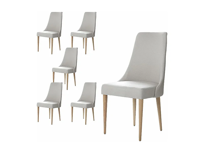 Pack de 6 chaises en bois Beige 52x96