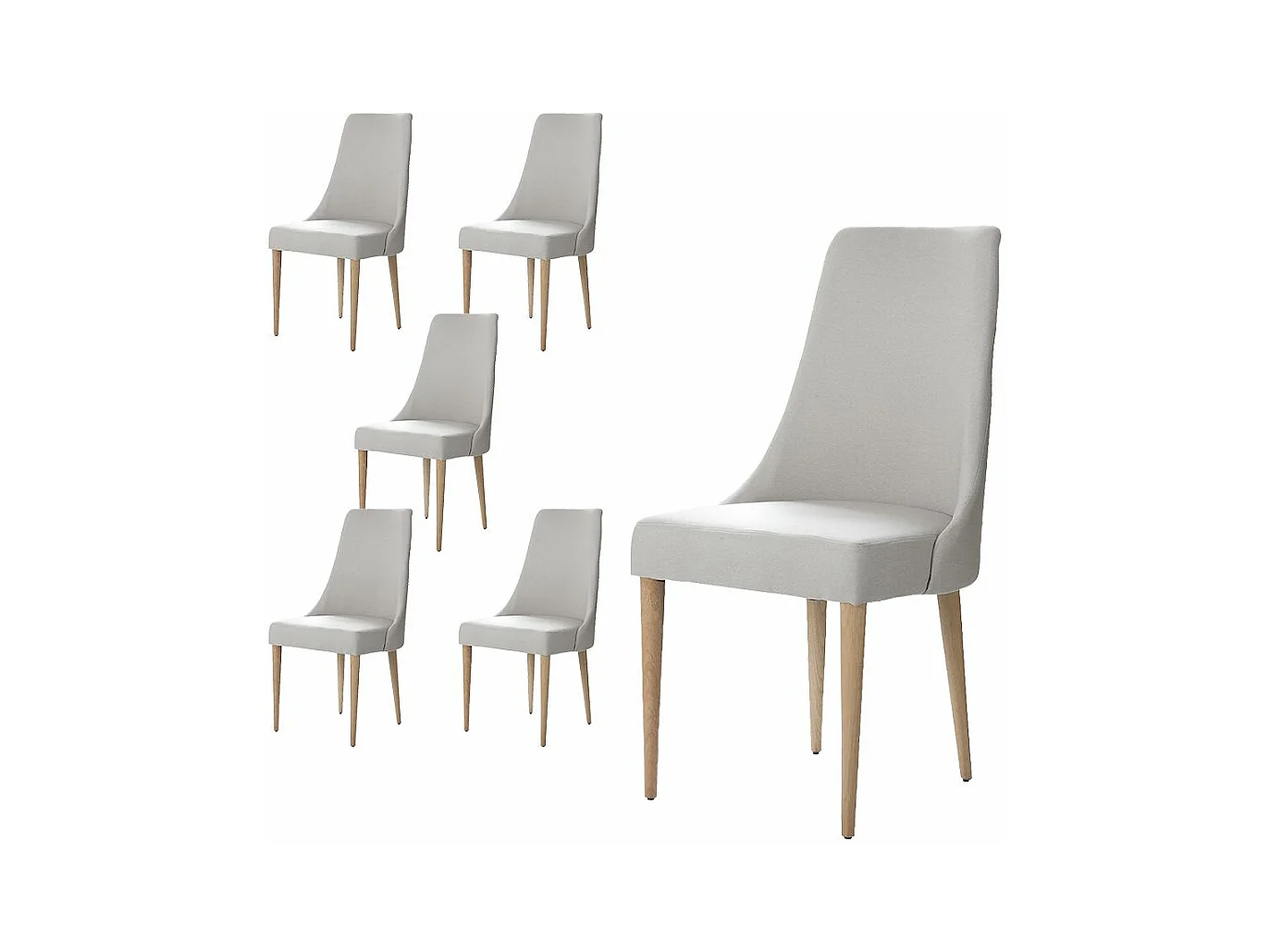 Pack de 6 chaises en bois Beige 52x96