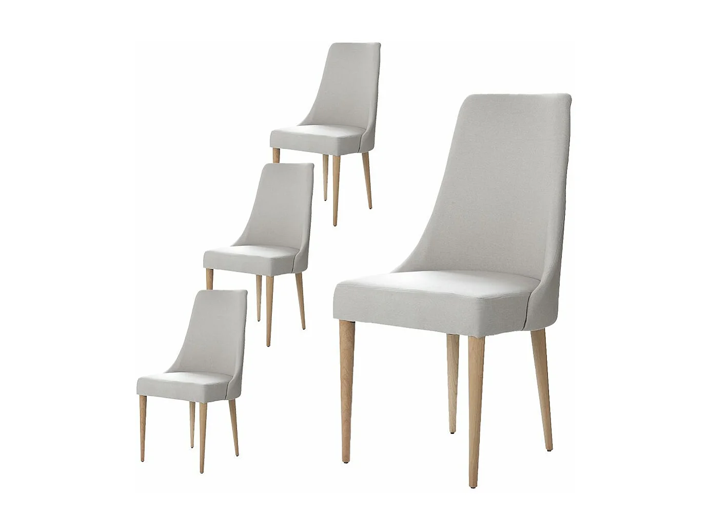 Pack de 4 chaises en bois Beige 52x96