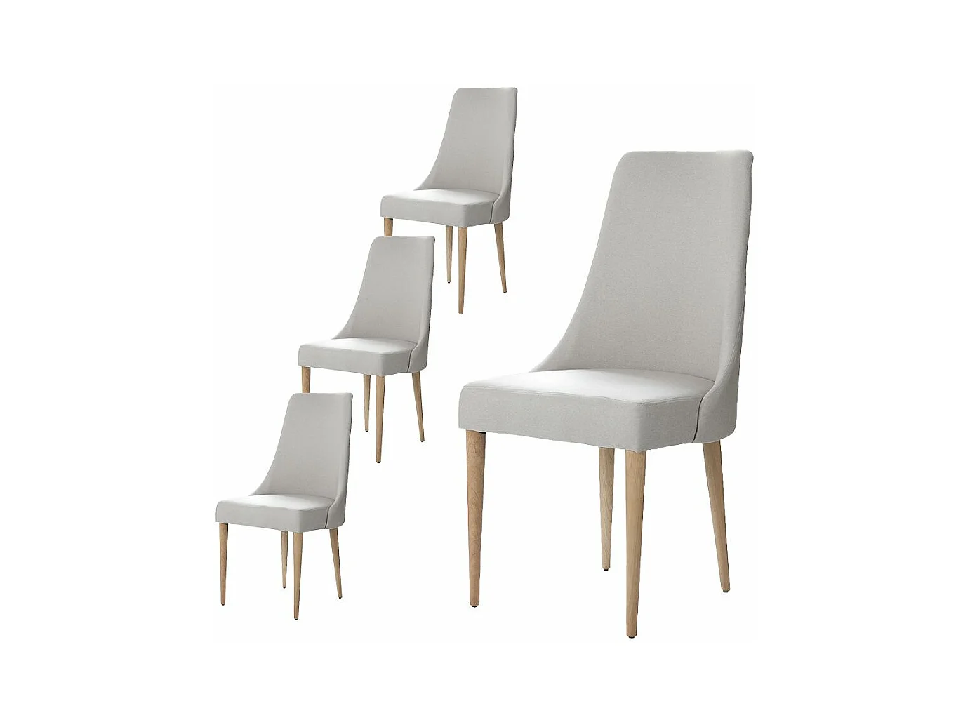 Pack de 4 chaises en bois Beige 52x96