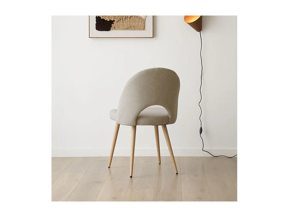 Pack de 4 chaises en tissu et bois Beige 52x85