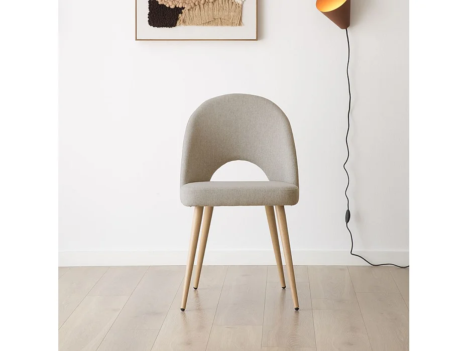 Pack de 4 chaises en tissu et bois Beige 52x85