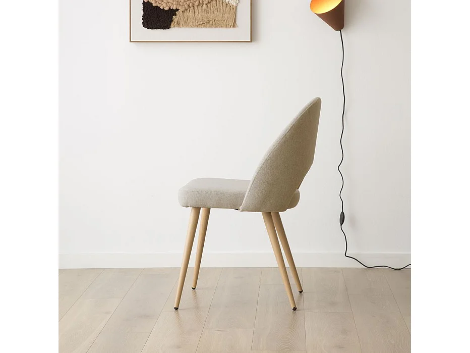 Pack de 4 chaises en tissu et bois Beige 52x85