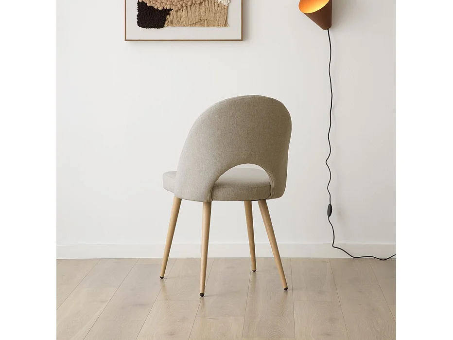 Pack de 4 chaises en tissu et bois Beige 52x85
