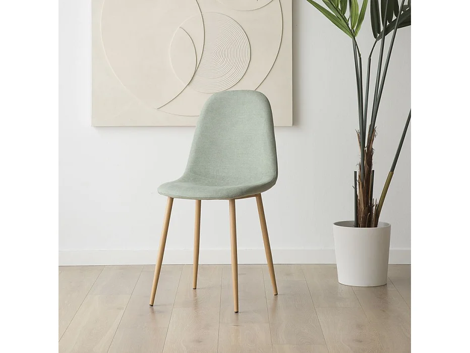 Pack de 4 chaises en tissu et bois Bleu Aigue-marine 44x88