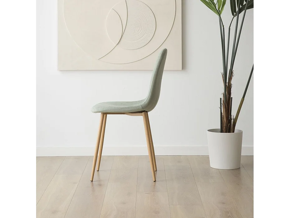 Pack de 4 chaises en tissu et bois Bleu Aigue-marine 44x88