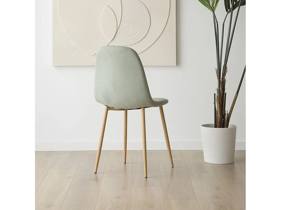 Pack de 4 chaises en tissu et bois Bleu Aigue-marine 44x88