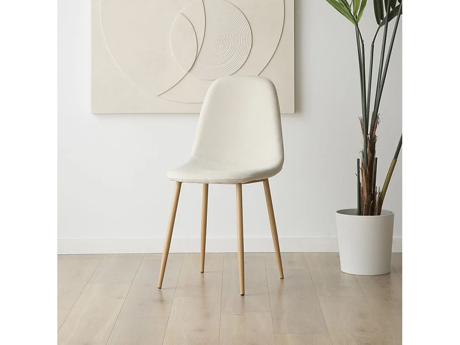 Pack de 4 chaises en tissu et bois Beige (623) 44x88