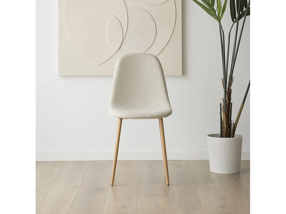 Pack de 4 chaises en tissu et bois Beige (623) 44x88