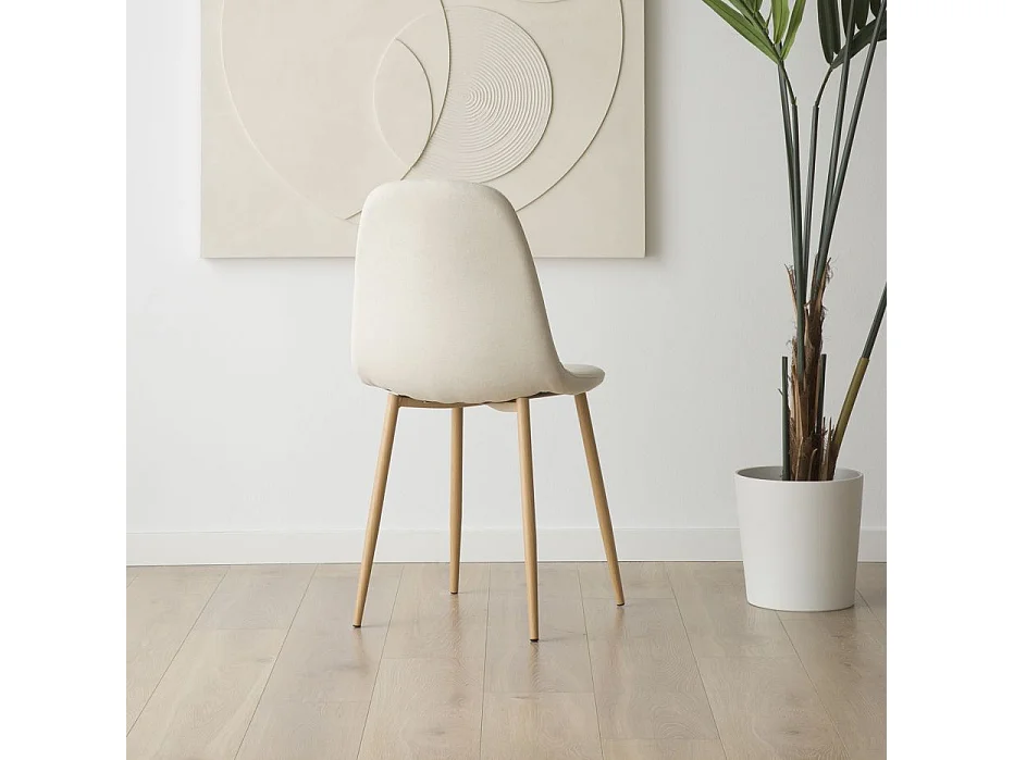 Pack de 4 chaises en tissu et bois Beige (623) 44x88