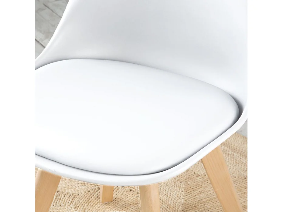 Pack de 4 chaises plastique et pieds en bois blanc 48x82