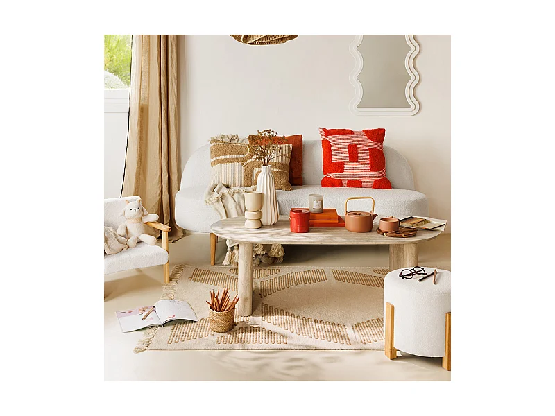 Table Basse Effet Travertin "Anaya" 120cm Beige