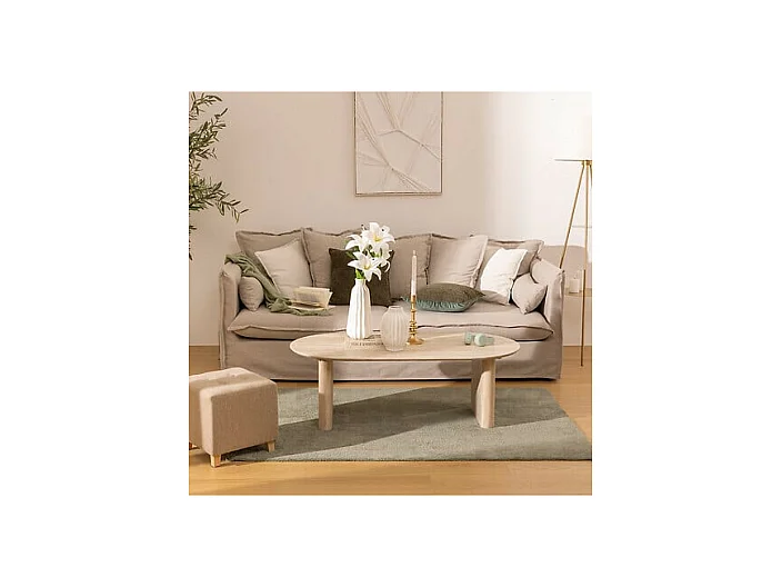 Table Basse Effet Travertin "Anaya" 120cm Beige