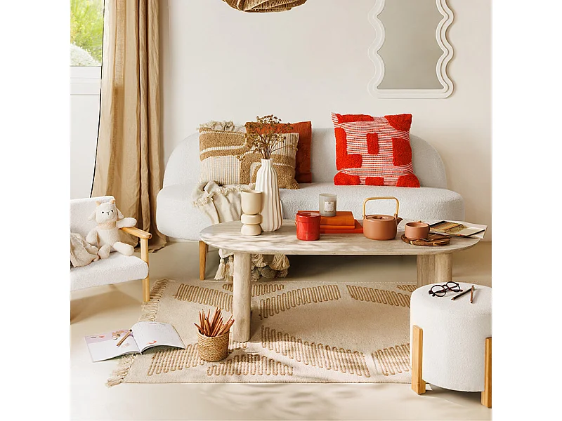 Table Basse Effet Travertin "Anaya" 120cm Beige