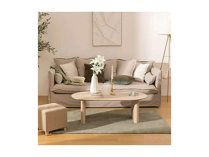 Table Basse Effet Travertin "Anaya" 120cm Beige