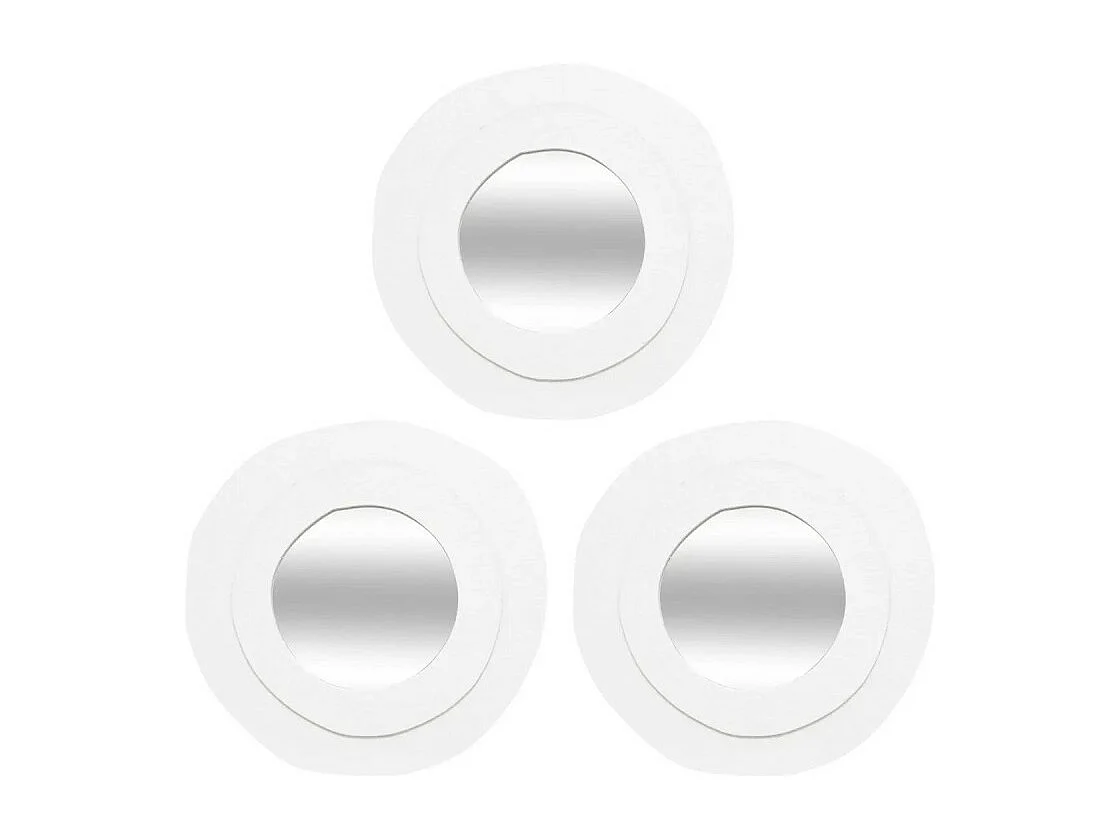 Lot de 3 Miroirs Ronds "Emily" 25cm Blanc