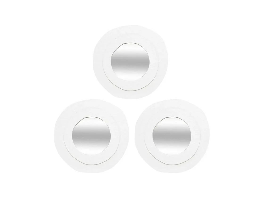Lot de 3 Miroirs Ronds "Emily" 25cm Blanc