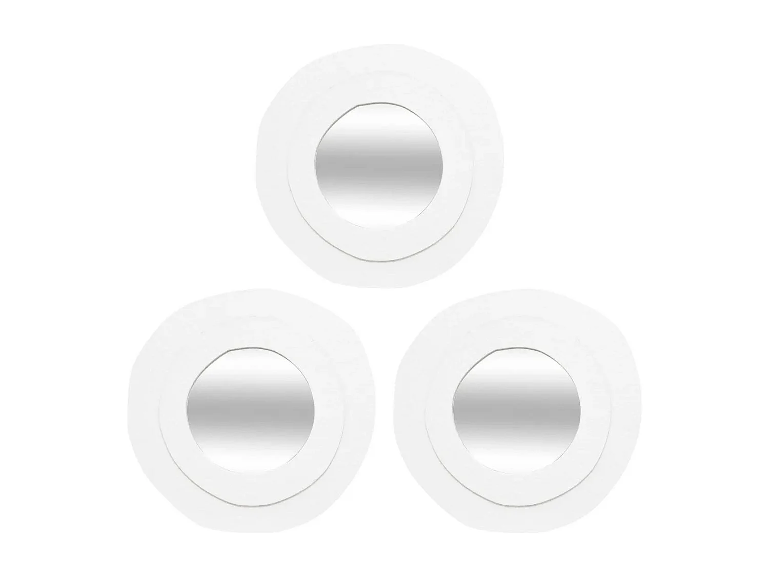 Lot de 3 Miroirs Ronds "Emily" 25cm Blanc