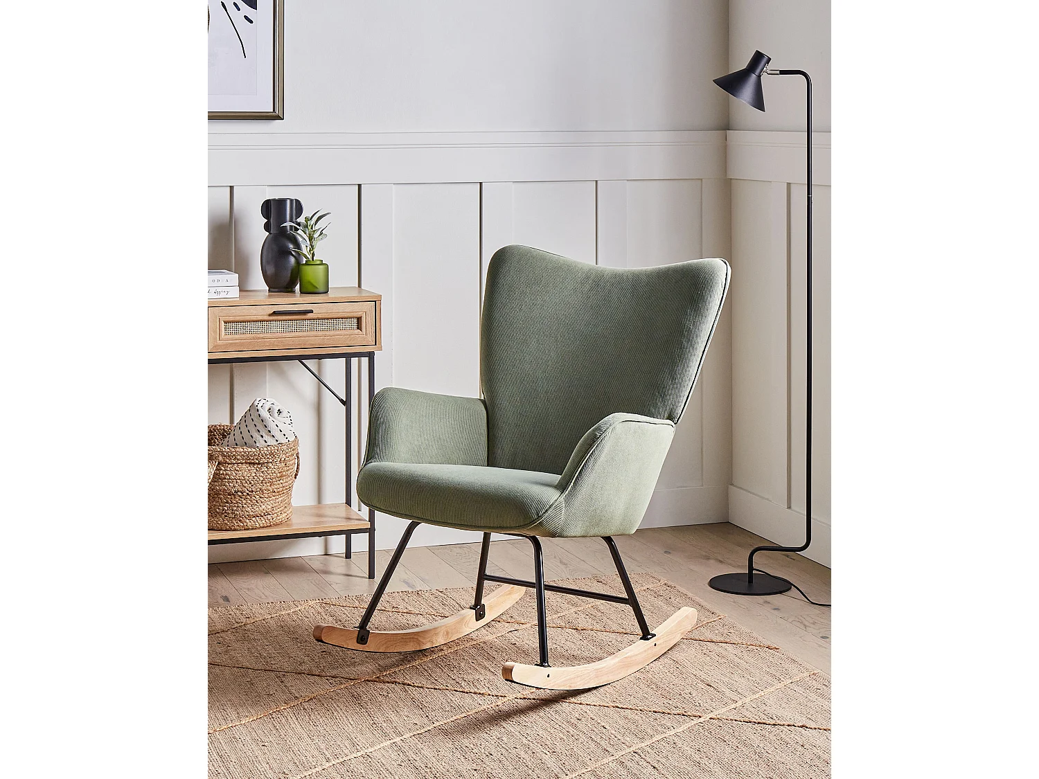 Fauteuil à bascule ARSET Velours côtelé Vert foncé