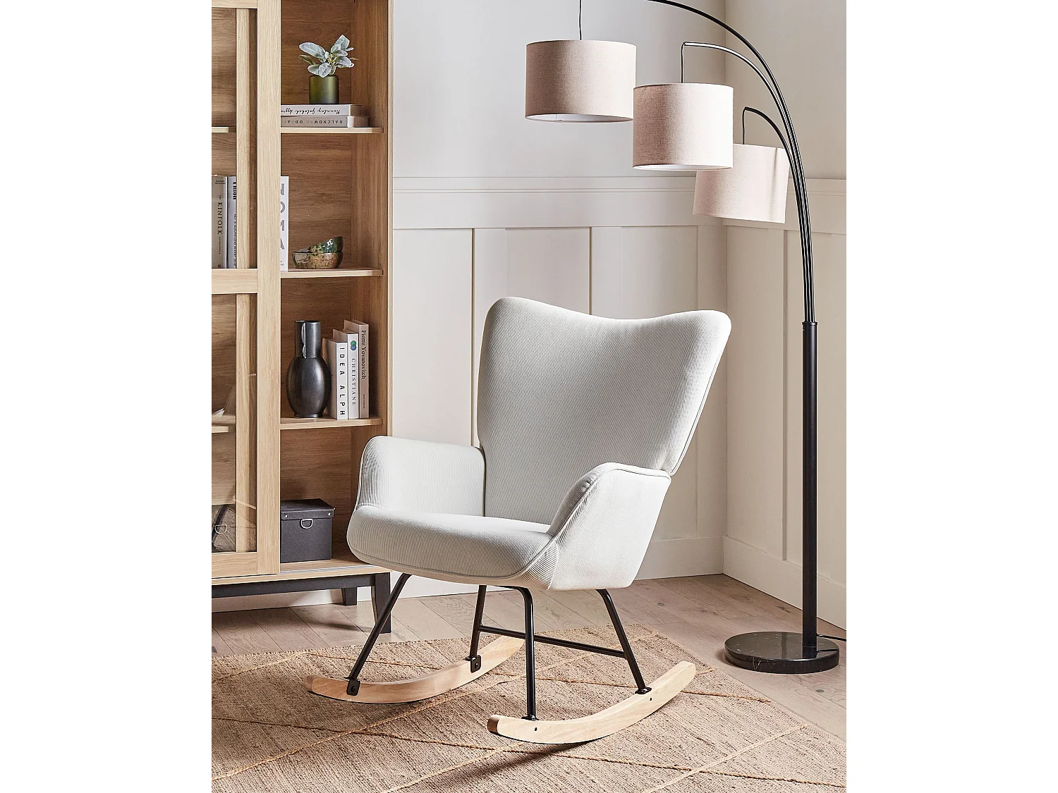 Poltrona a dondolo ARSET Velluto a coste Bianco sporco