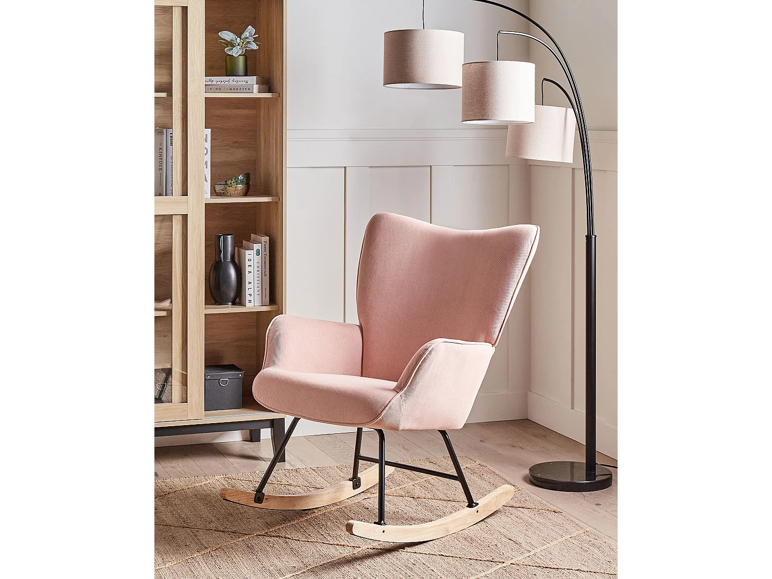 Fauteuil à bascule ARSET Velours côtelé Rose