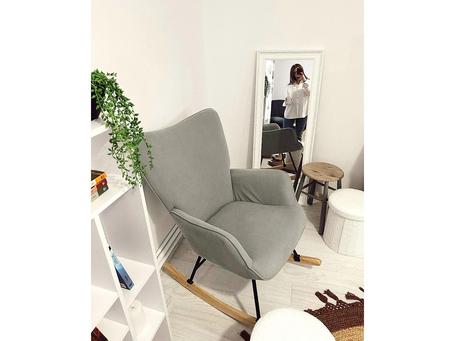 Fauteuil à bascule ARSET Velours côtelé Bleu clair