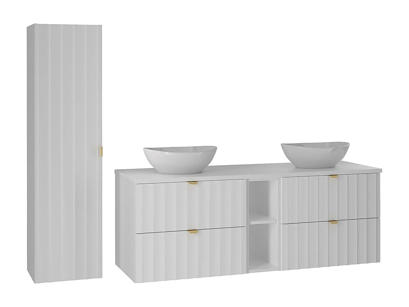 Set di mobili da bagno doppio lavabo Lexa bianco 140cm