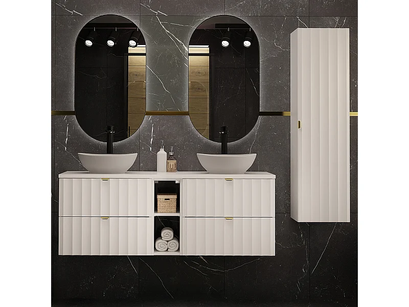 Set di mobili da bagno doppio lavabo Lexa bianco 140cm