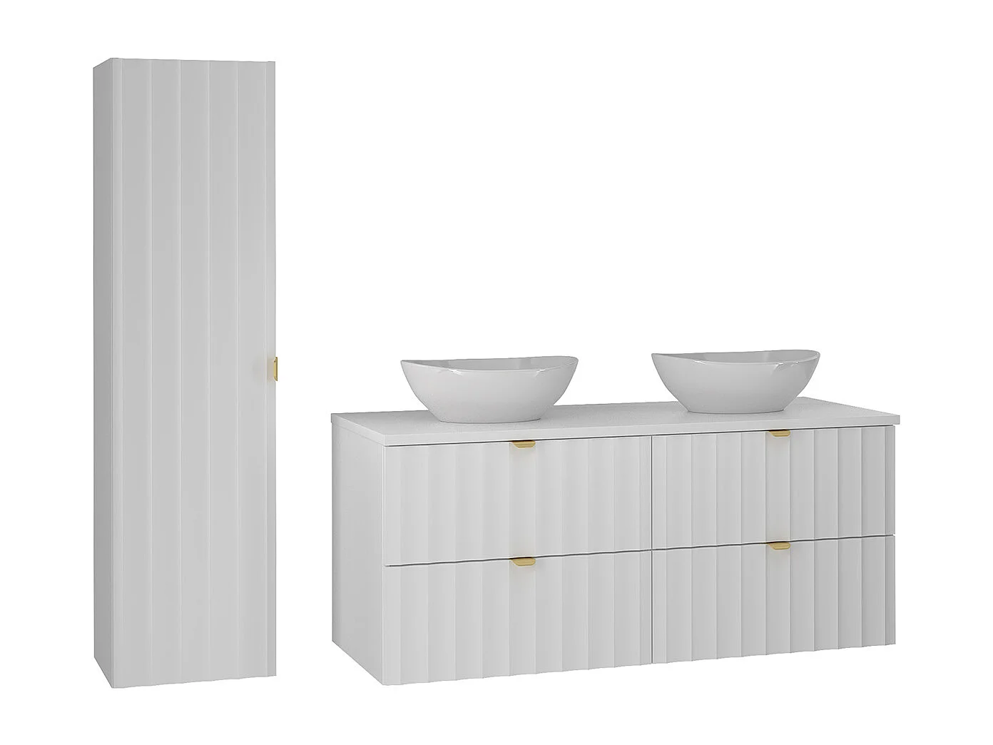 Ensemble meuble double vasque 120cm et colonne Lexa Blanc