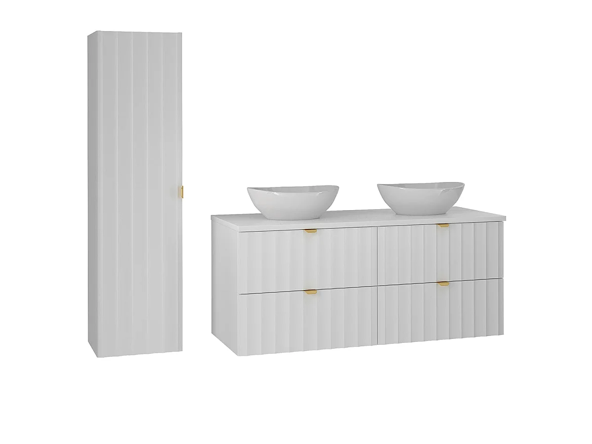 Ensemble meuble double vasque 120cm et colonne Lexa Blanc