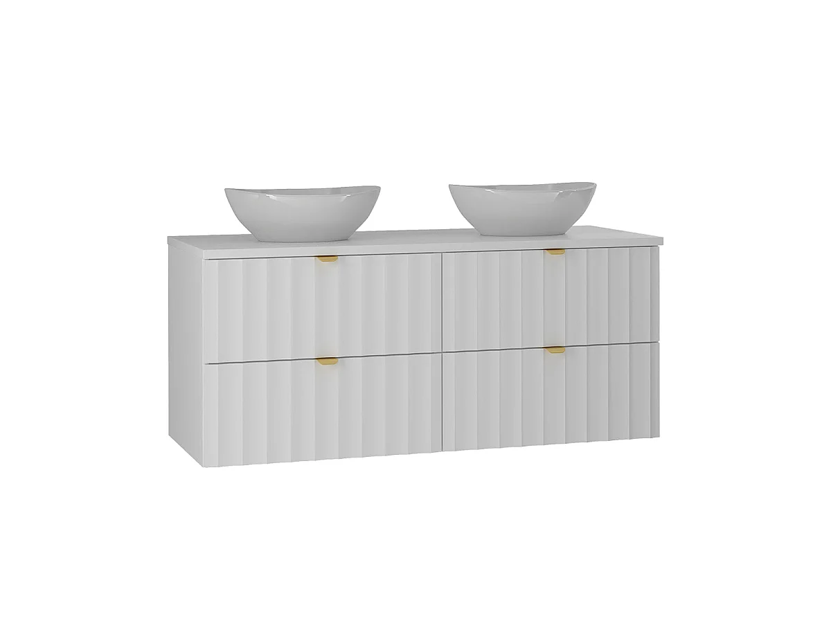 Ensemble meuble double vasque 120cm et colonne Lexa Blanc