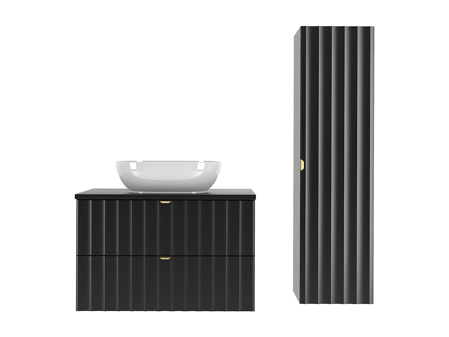 Ensemble meuble simple vasque 80cm et colonne Lexa Noir