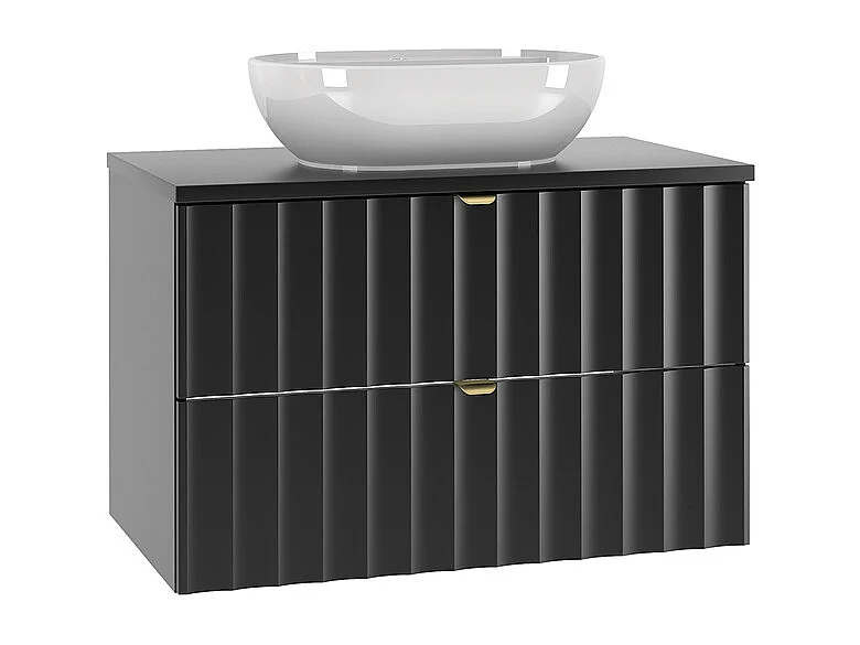 Ensemble meuble simple vasque 80cm et colonne Lexa Noir