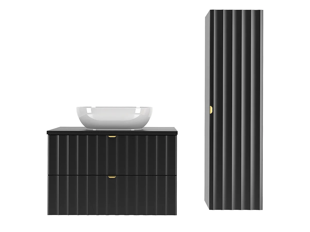 Ensemble meuble simple vasque 80cm et colonne Lexa Noir