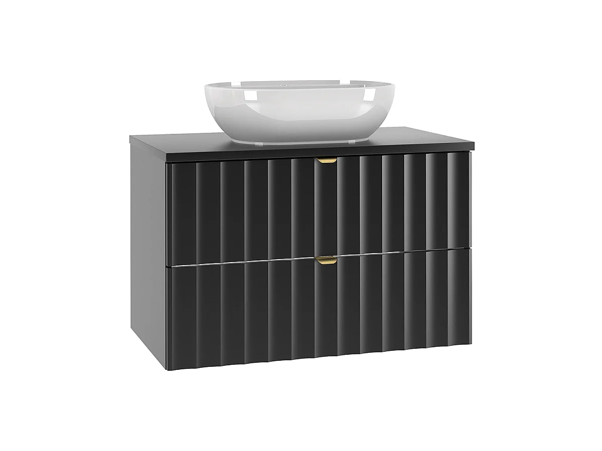 Ensemble meuble simple vasque 80cm et colonne Lexa Noir